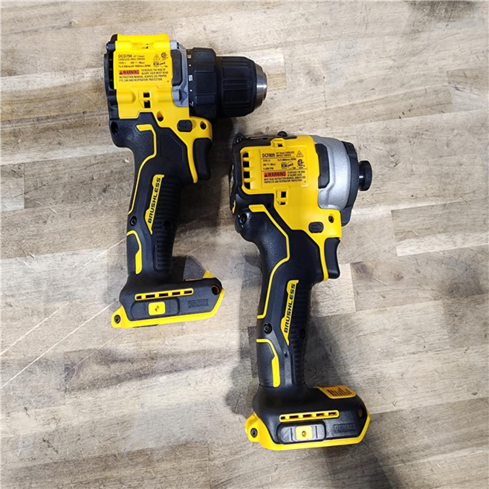 HOUSTON LOCATION - AS-IS Dewalt DCK225D2 20V MAX ATOMIC Brushless Compact Lithium-Ion 1/2 in. Cordless Drill Driver and 1/4 in. Impact Driver Combo Kit with 2 Batteries 2 Ah