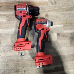 HOUSTON LOCATION - AS-IS Milwaukee M18 18V Lithium-Ion Brushless Cordless Compact Drill/Impact Combo Kit (2-Tool) W/(2) 2.0 Ah Batteries  Charger & Bag