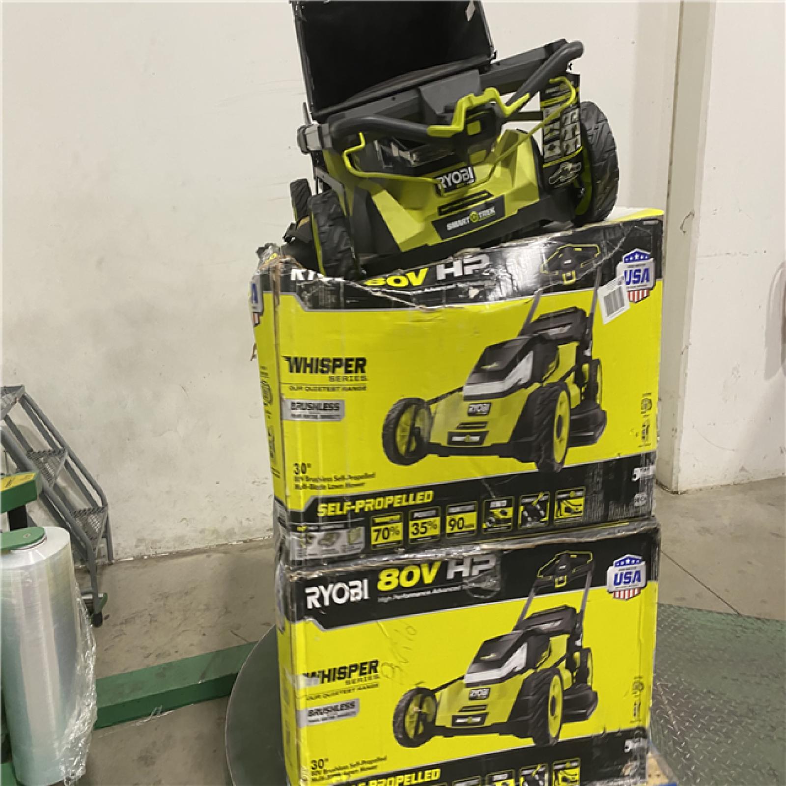 Dallas Location - As-Is RYOBI 80V HP Brushless Battery Cordless Electric 30 in. Multi-Blade Lawn Mower(Lot Of 3)