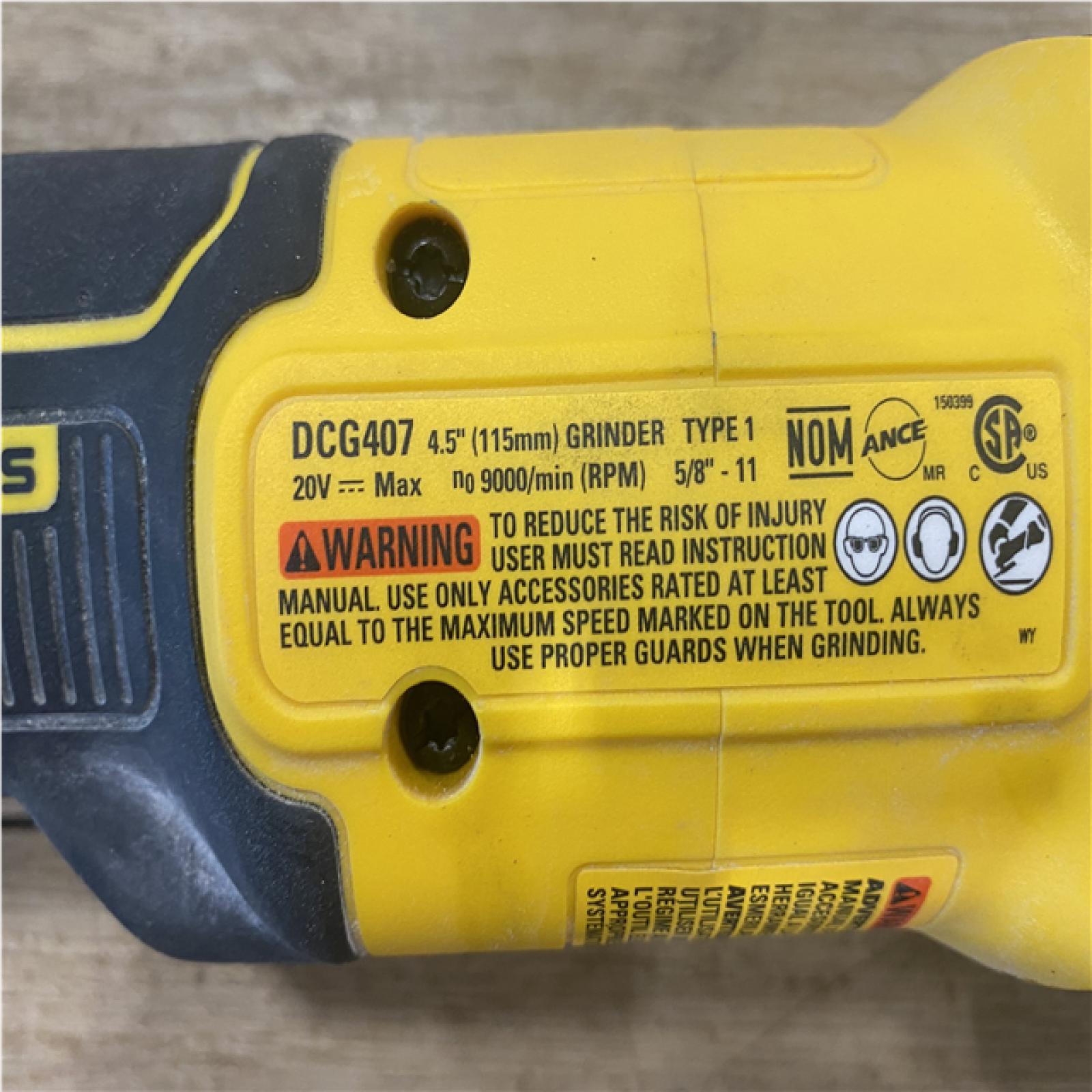 AS-IS DEWALT 20-Volt MAX Cordless Brushless 4-1/2 in. Angle Grinder with Slide Switch (Tool Only)