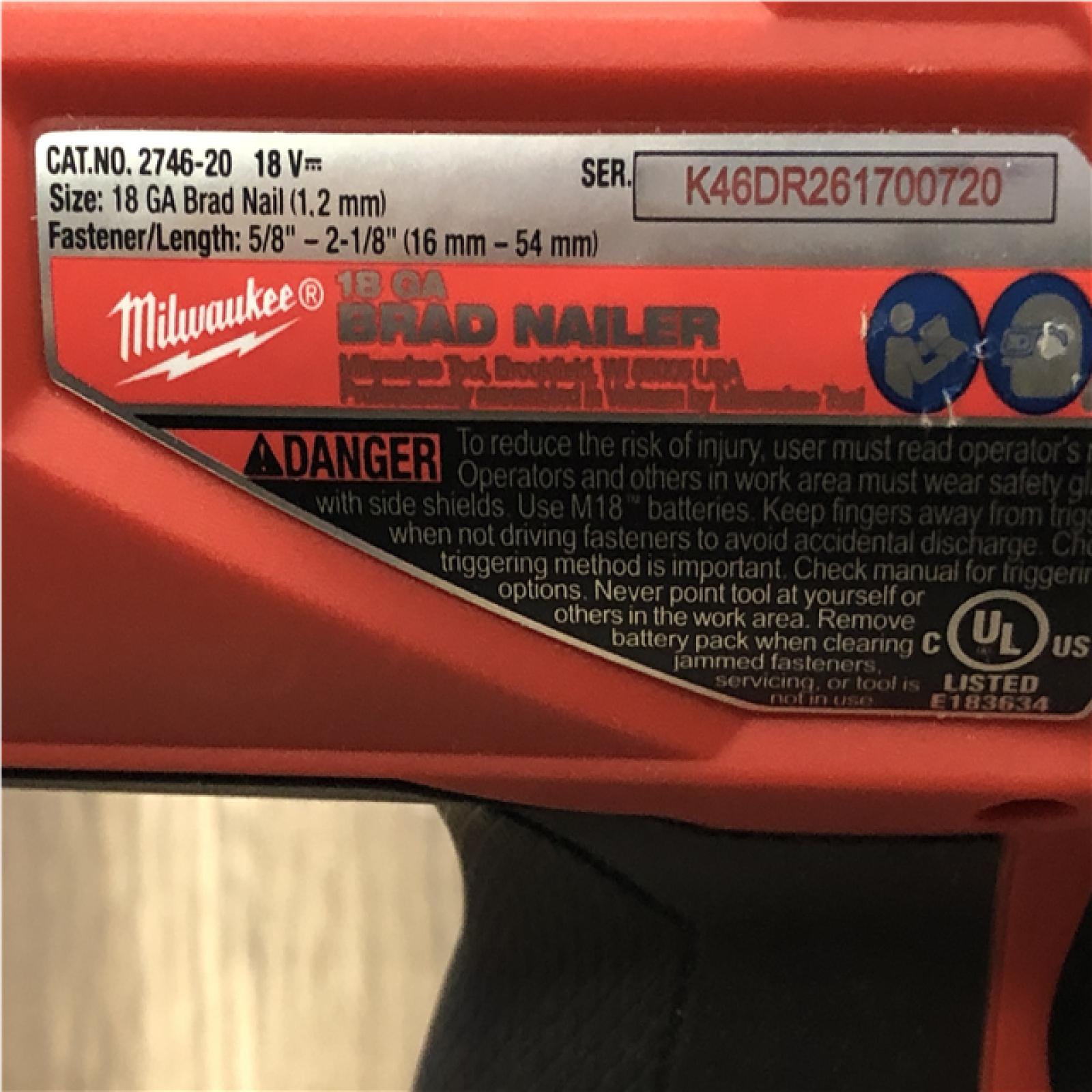 AS-IS  Milwaukee FUEL 18-Volt Lithium-Ion Brushless Cordless Gen II 18-Gauge Brad Nailer (Tool-Only)