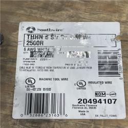 DALLAS LOCATION - AS-IS Southwire 2,500 ft. 6 White Stranded CU SIMpull THHN Wire (SEE NOTES)