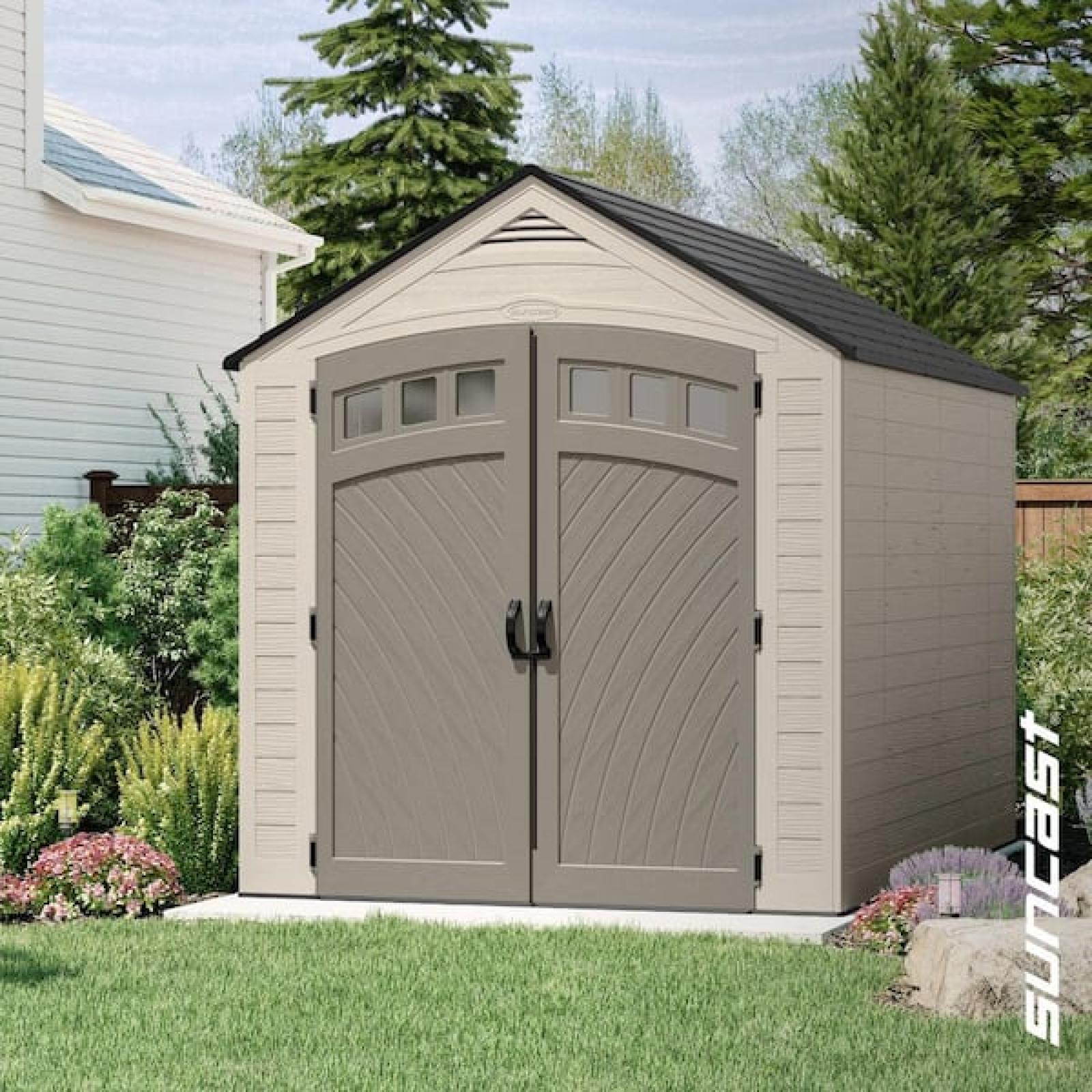 Phoenix NEW Suncast Vista 7 ft. W x 7 ft. D Plastic Resin Storage Shed with Floor (50 sq. ft.) in Colonnade (Beige)