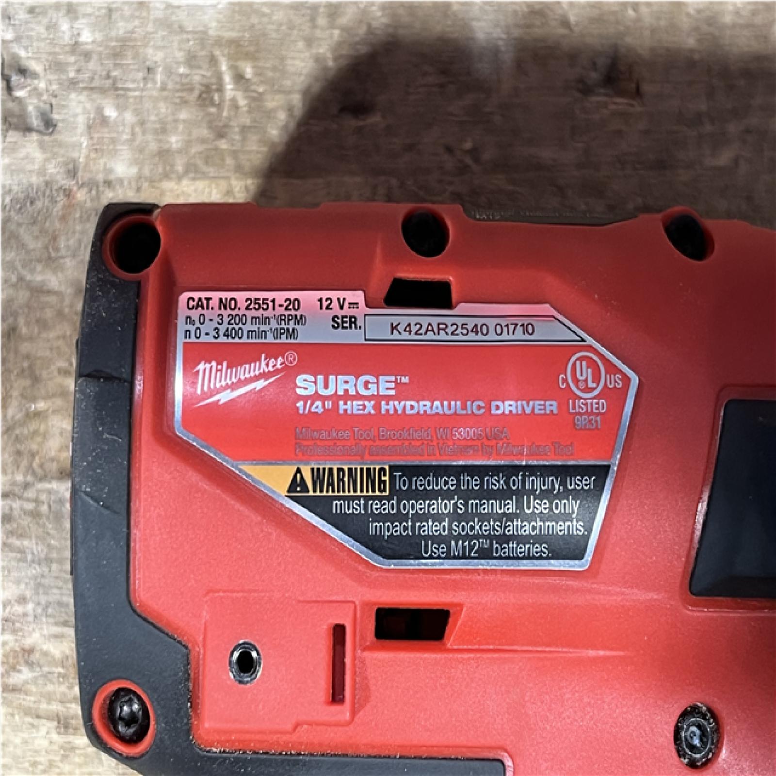 Houston Location AS-IS Milwaukee FUEL SURGE 12V Lithium-Ion Brushless Cordless 1/4 in. Hex Impact Driver Compact Kit