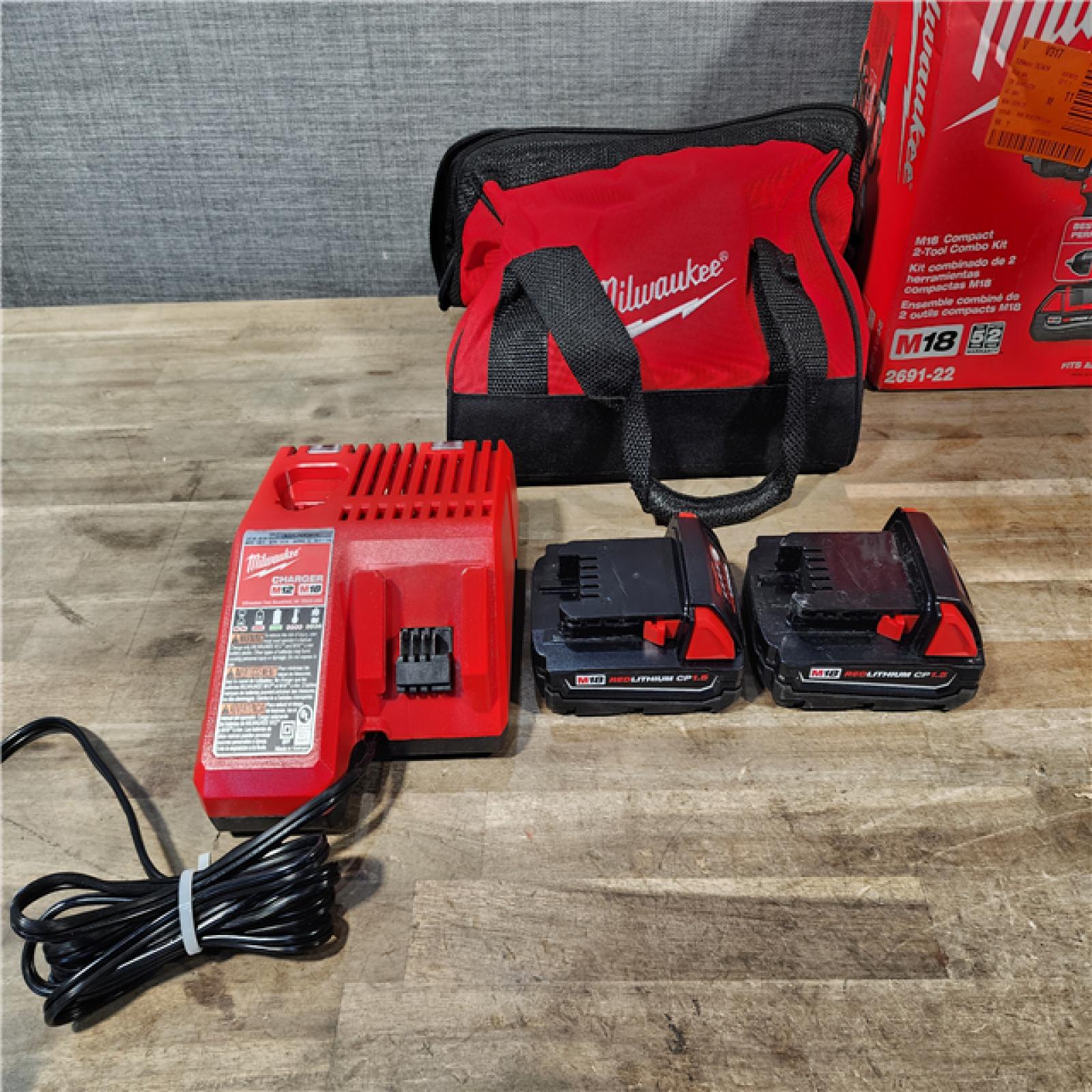 HOUSTON LOCATION - AS-IS Milwaukee 18V Cordless Brushed 2-Tool Drill/Driver and Impact Driver Kit