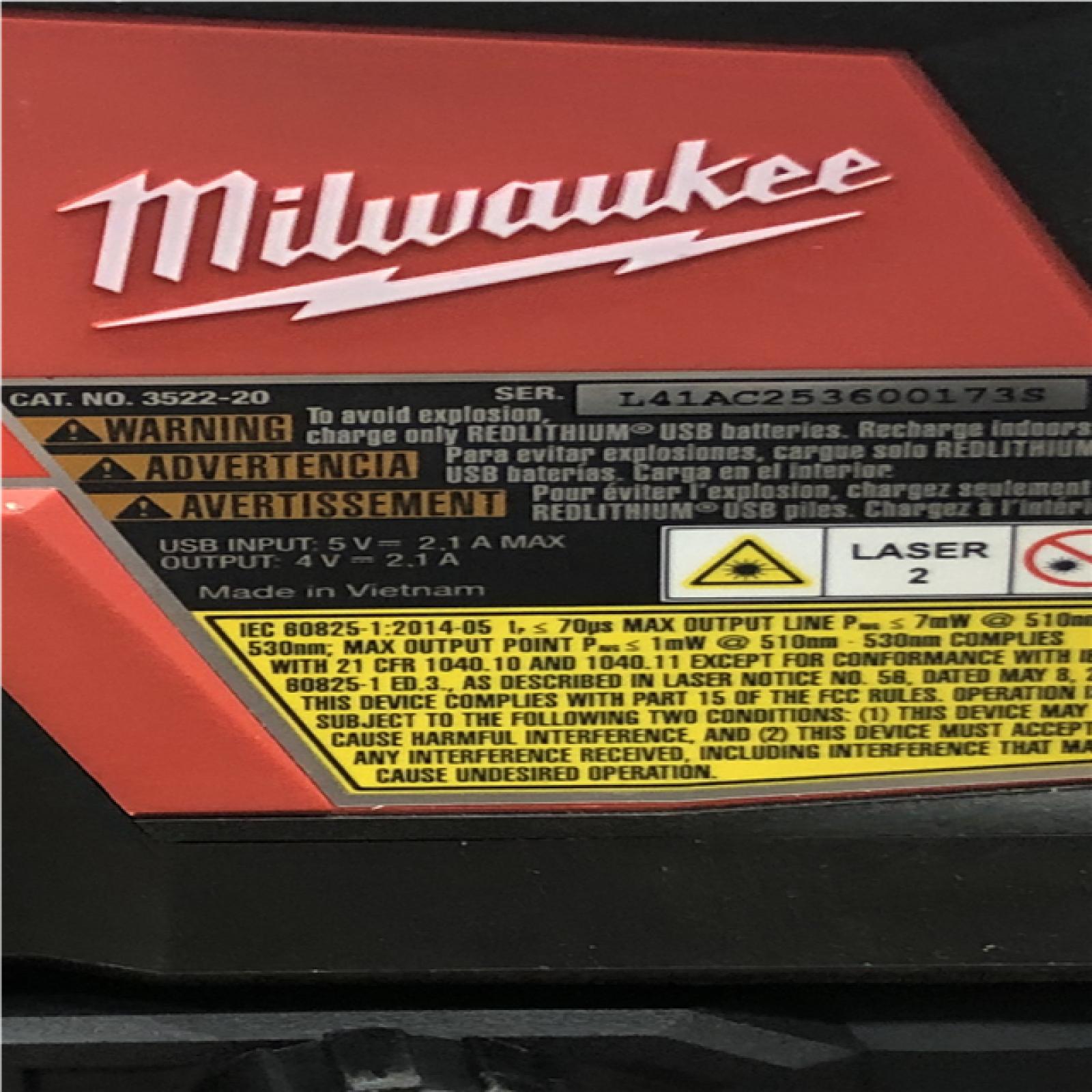 AS-IS Milwaukee Green 100 ft. Cross Line and Plumb Points Rechargeable Laser Level with REDLITHIUM Lithium-Ion