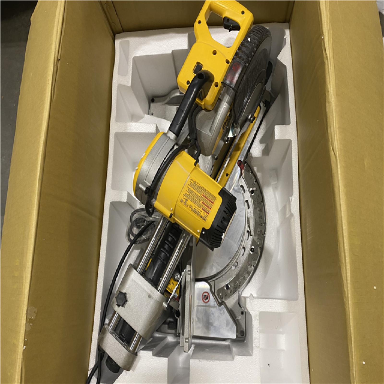 As-Is- DEWALT 15 Amp Corded 12 in. Double Bevel Sliding Compound Miter Saw