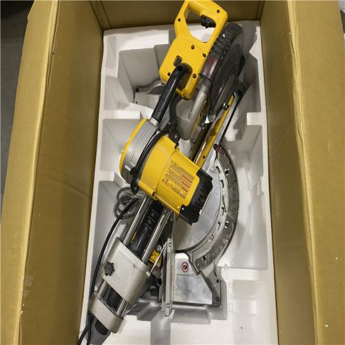 As-Is- DEWALT 15 Amp Corded 12 in. Double Bevel Sliding Compound Miter Saw