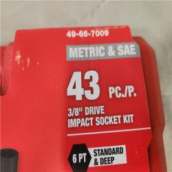Phoenix NEW Milwaukee SHOCKWAVE 3/8 in. Drive SAE and Metric 6 Point Impact Socket Set (43-Piece) (SEALED)