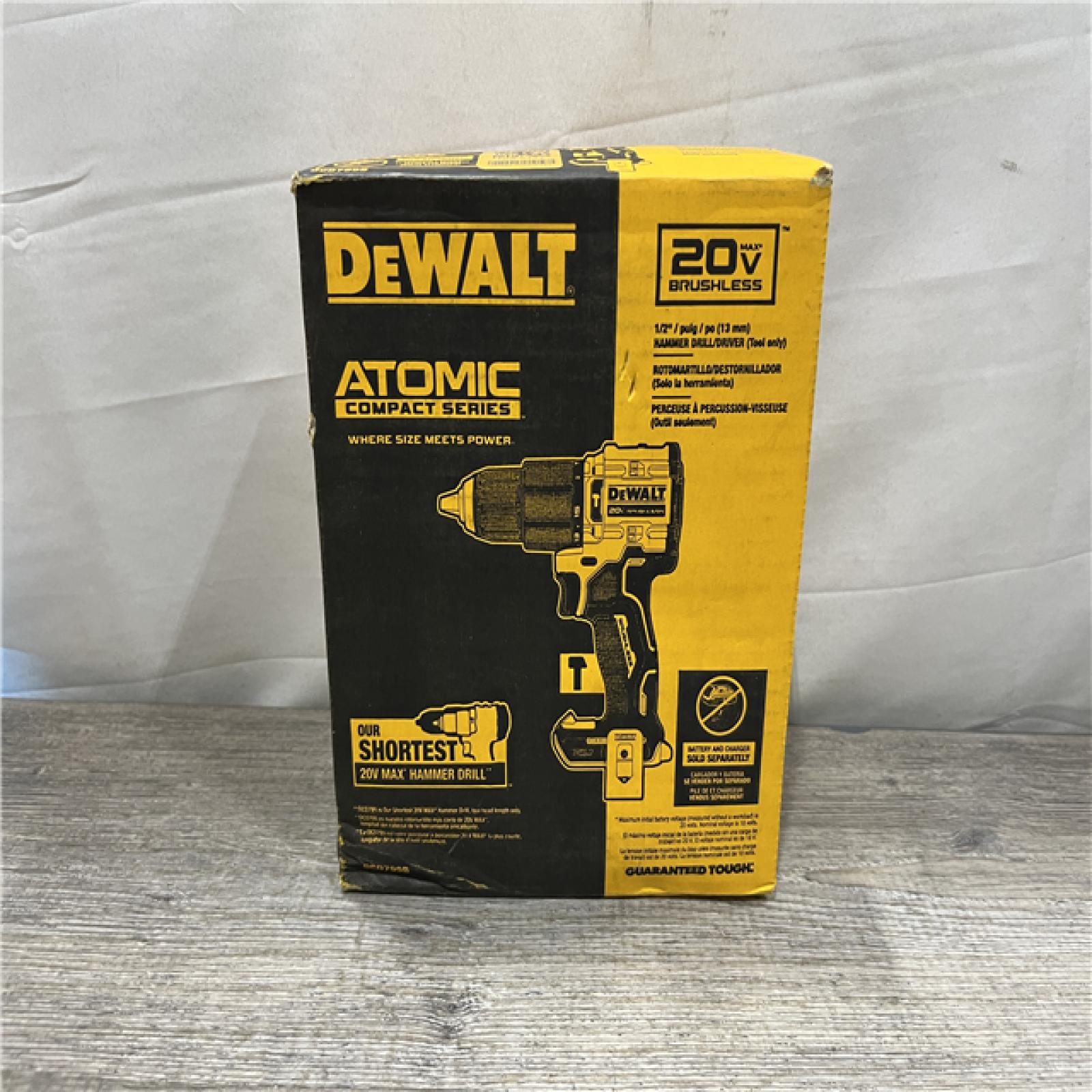 NEW - DEWALT 20V MAX Lithium-Ion Brushless Cordless Compact Series 1/2 Hammer Drill (Tool Only)