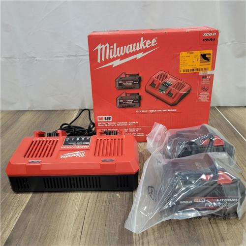 AS-IS  Milwaukee M18 18-Volt Lithium-Ion REDLITHIUM FORGE Starter Kit with Two XC 8.0 Ah Battery and Dual Bay Rapid Charger