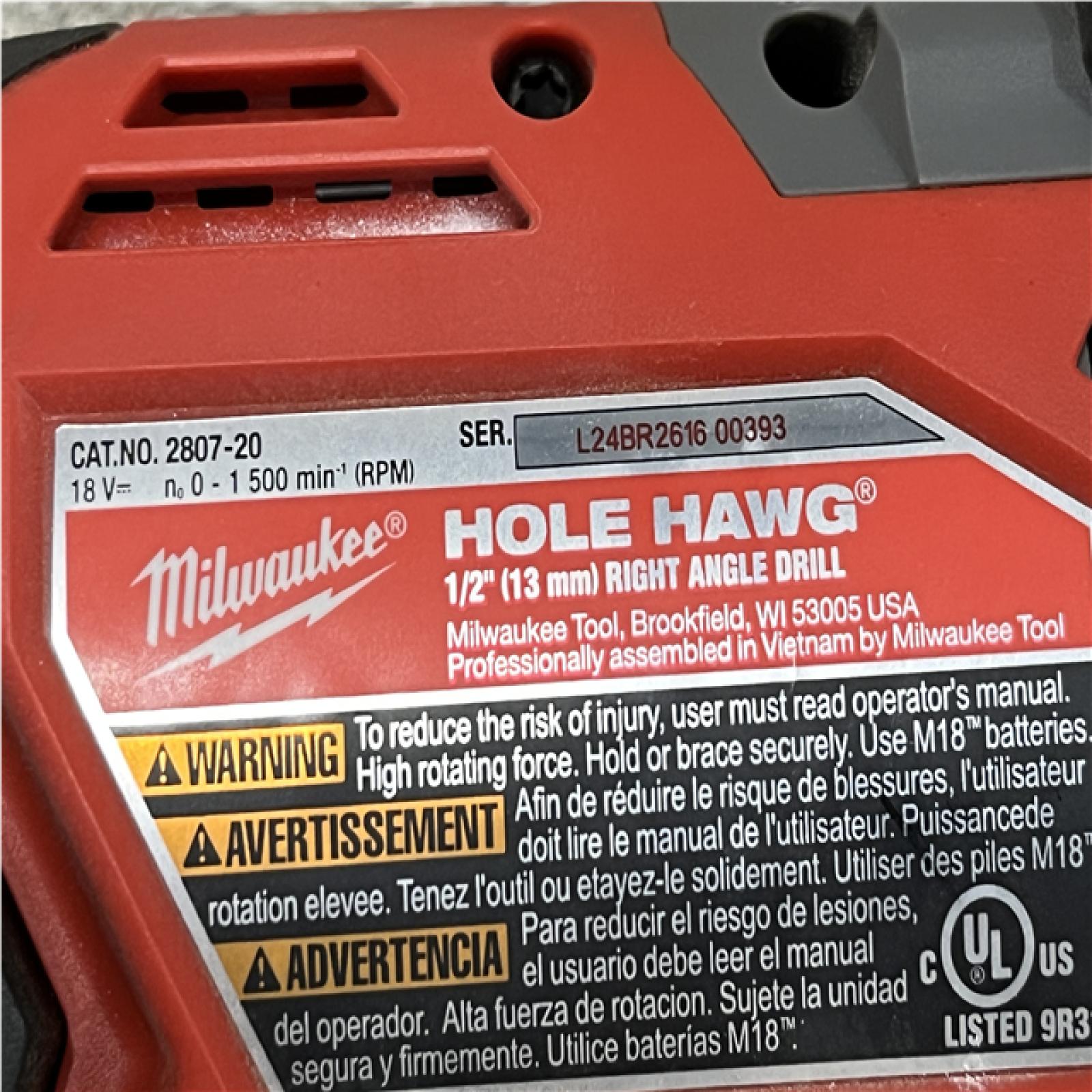 AS-IS Milwaukee FUEL GEN II 18V Lithium-Ion Brushless Cordless 1/2 in. Hole Hawg Right Angle Drill (Tool-Only)