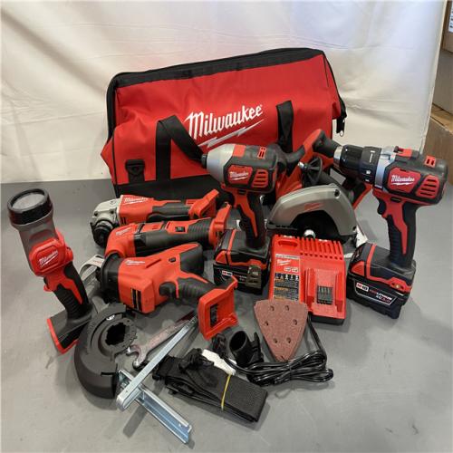 AS-IS - Milwaukee M18 18-Volt Lithium-Ion Cordless Combo Kit 7-Tool with 2-Batteries, Charger and Tool Bag