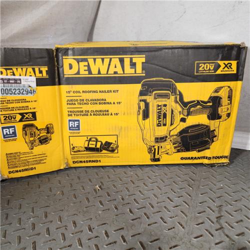 Houston location- AS-IS Dewalt 20V MAX 15 Cordless Coil Roofing Nailer Kit