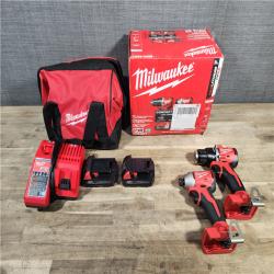 HOUSTON LOCATION - AS-IS Milwaukee M18 18V Lithium-Ion Brushless Cordless Compact Drill/Impact Combo Kit (2-Tool) W/(2) 2.0 Ah Batteries, Charger & Bag