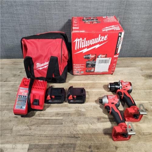 HOUSTON LOCATION - AS-IS Milwaukee M18 18V Lithium-Ion Brushless Cordless Compact Drill/Impact Combo Kit (2-Tool) W/(2) 2.0 Ah Batteries, Charger & Bag