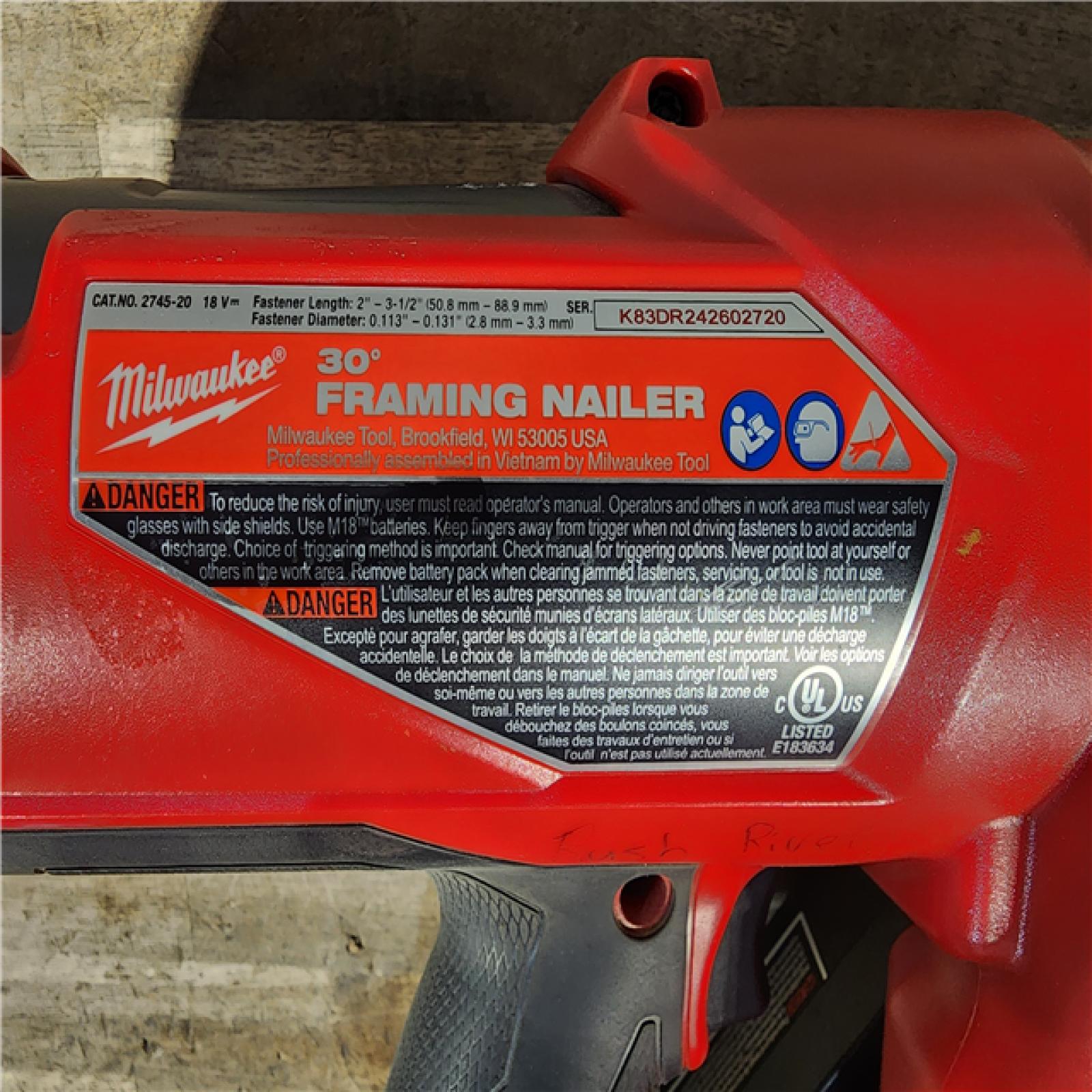 HOUSTON LOCATION - AS-IS Milwaukee M18 FUEL 30 Degree Framing Nailer (TOOL ONLY)