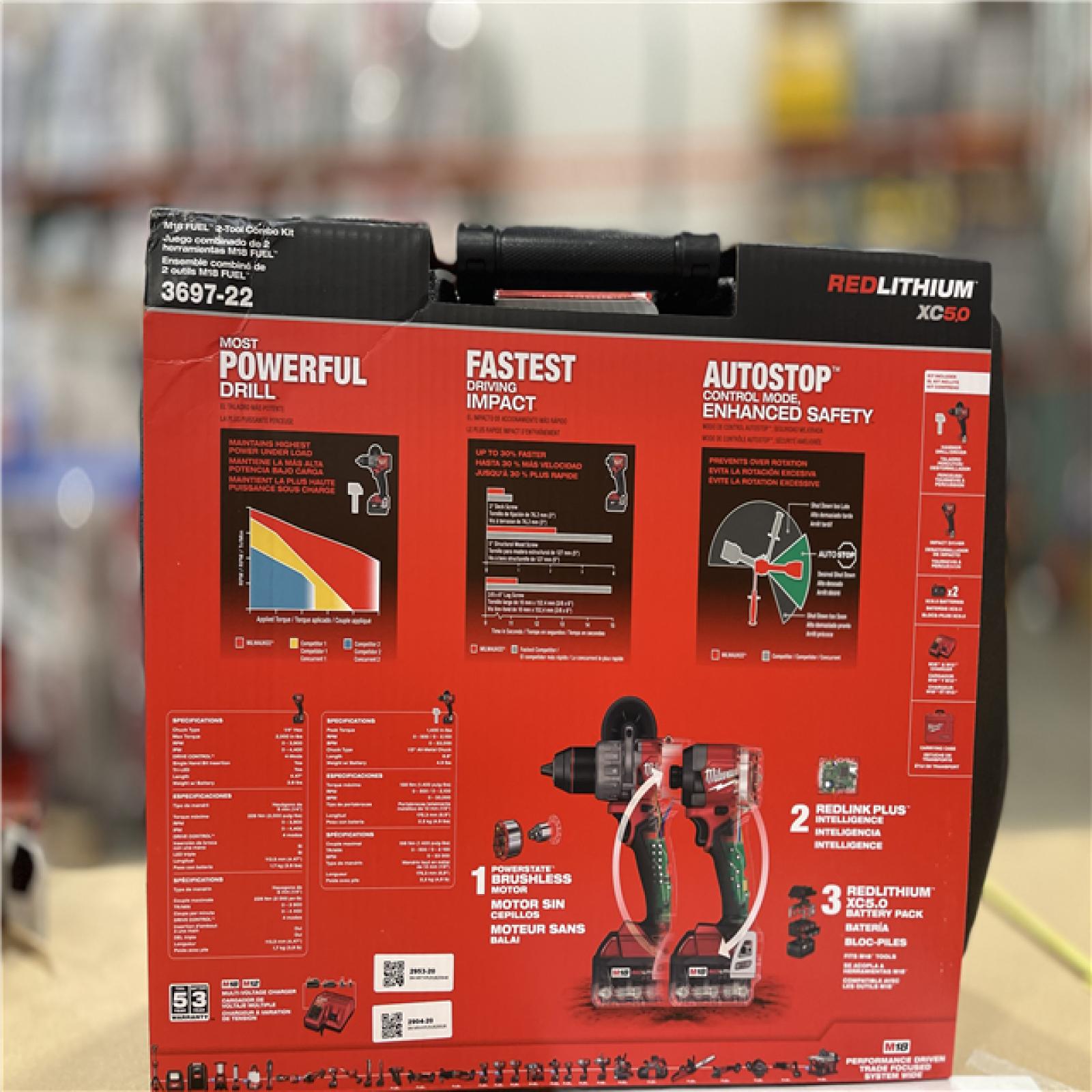 NEW! - Milwaukee M18 FUEL 18V Lithium-Ion Brushless Cordless Hammer Drill and Impact Driver Combo Kit (2-Tool) with 2 Batteries