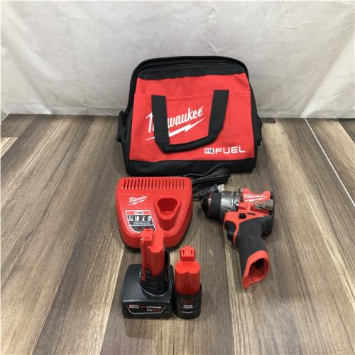 AS-IS Milwaukee M12 FUEL 12V 1/2 Cordless Li-Ion Hammer Drill/Driver Kit