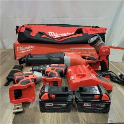 AS-IS MILWAUKEE M18 18V Lithium-Ion Cordless Combo Tool Kit with Two 3.0Ah Batteries, 1-Charger, 1-Tool Bag (4-Tool)