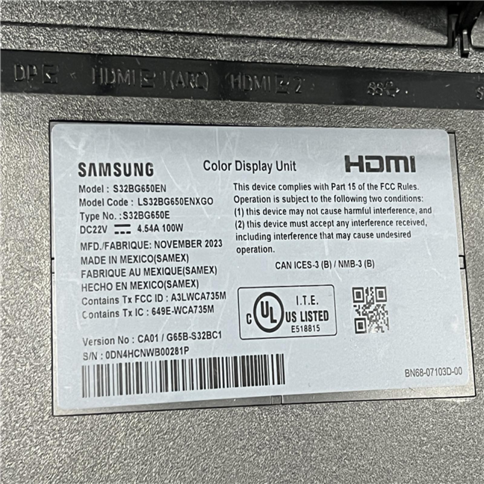 AS-IS Samsung LS32BG650ENXGO 32 1440p HDR 240 Hz Curved Gaming Monitor