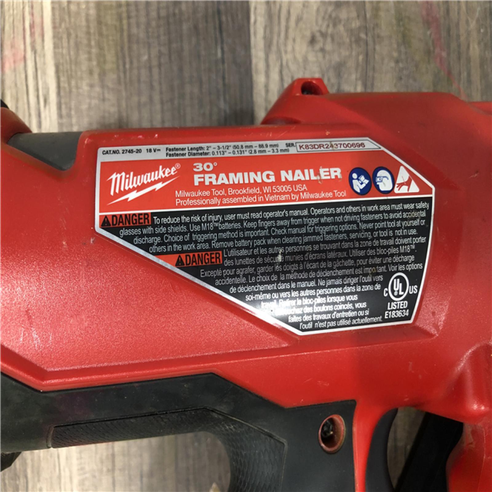 AS-IS Milwaukee FUEL 3-1/2 in. 18-Volt 30-Degree Lithium-Ion Brushless Cordless Framing Nailer (Tool-Only)