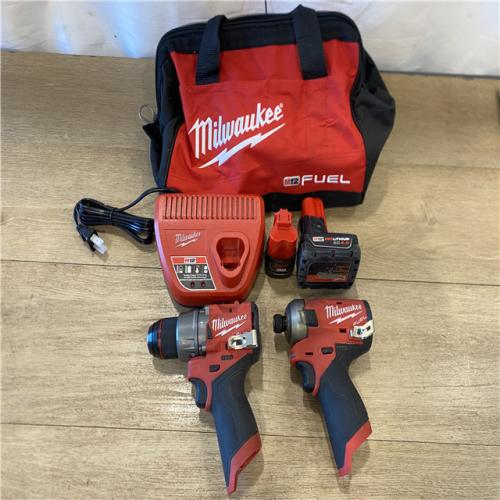 AS-IS Milwaukee FUEL 12-Volt Lithium-Ion Brushless Cordless Hammer Drill and Impact Driver Combo Kit