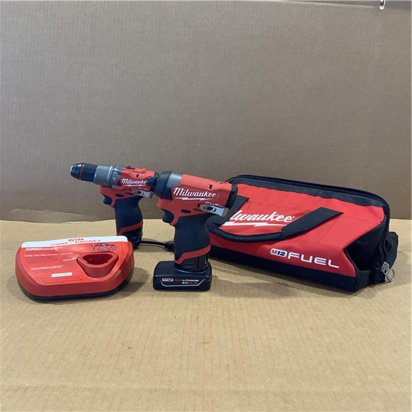 AS-IS Milwaukee 3497-22 12V Brushless Hammer Drill and Impact Driver Combo Kit