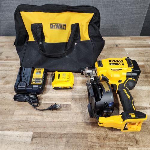 HOUSTON LOCATION - AS - IS DEWALT 20V MAX Lithium-Ion 15-Degree Electric Cordless Roofing Nailer Kit