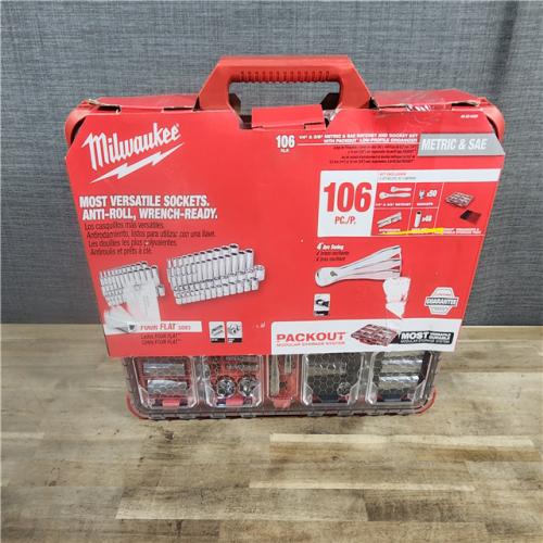 HOUSTON LOCATION - AS-IS (APPEARS LIKE NEW) MILWAUKEE 1/4 & 1/8 METRIC & SAE RATCHET AND SOCKET SET