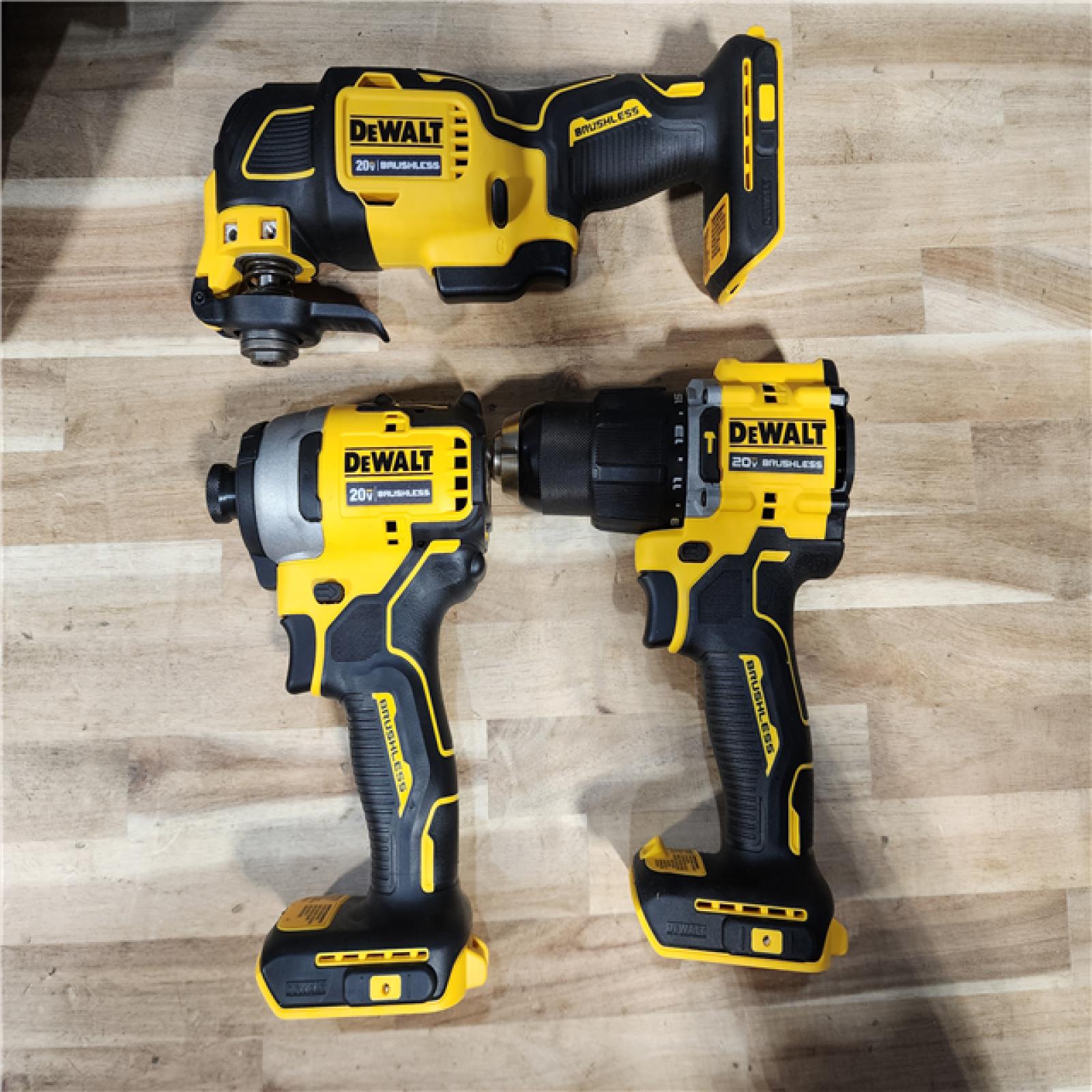 HOUSTON LOCATION - AS-IS DEWALT ATOMIC 20-Volt Lithium-Ion Cordless Brushless (3-Tool) Combo Kit