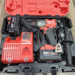 AS-IS Milwaukee 2904-22 Hammer Drill Driver Kit with Batteries  Charger & Tool Case  Red