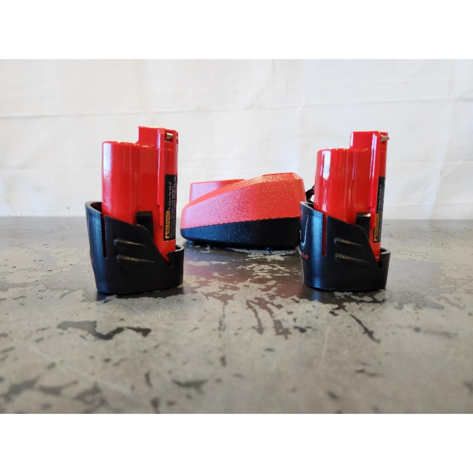 AS-IS- Milwaukee M12 12V Lithium-Ion Compact 2.0 Ah Battery Pack (2-Pack) Starter Kit with Charger