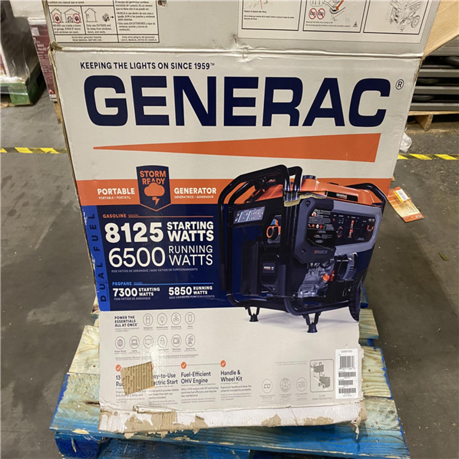 Dallas Location - As-Is Generac GP6500E Portable Generator