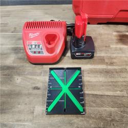 HOUSTON LOCATION - AS-IS (APPEARS LIKE NEW) Milwaukee-3632-21 M12 Green Beam Laser 360° 3-Plane Kit