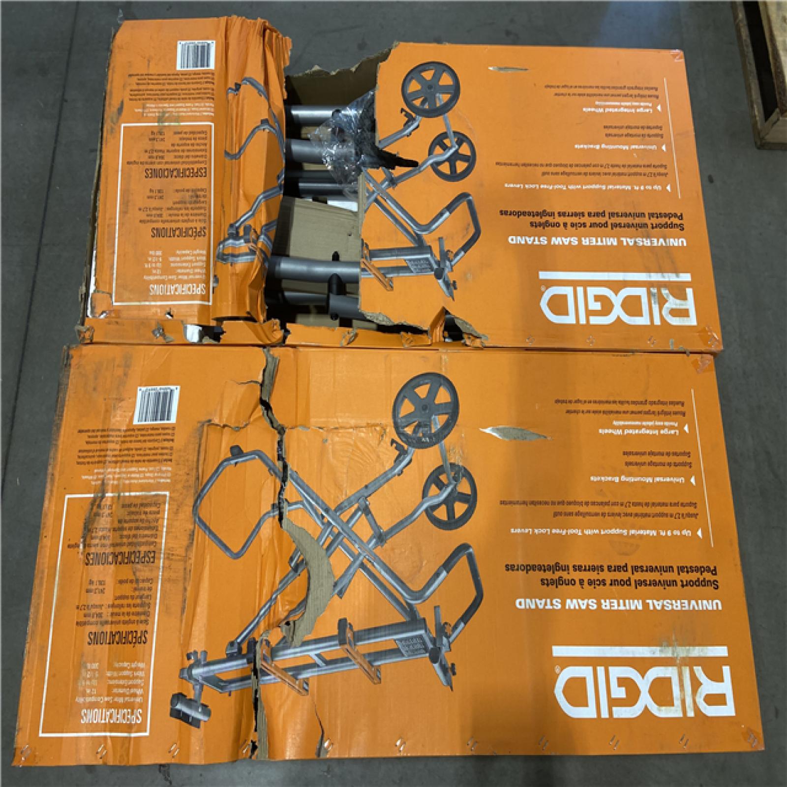 DALLAS LOCATION - RIDGID Foldable Mobile Miter Saw Stand with Mounting Braces - 2 UNITS