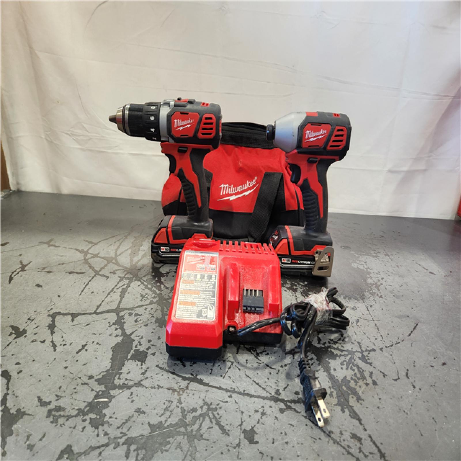 AS-IS- Milwaukee 18V Cordless Brushed 2-Tool Drill/Driver and Impact Driver Kit