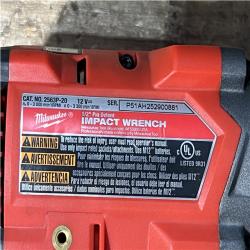Houston Location AS-IS Milwaukee FUEL 12V Lithium-Ion Brushless Cordless Stubby 1/2 in. Impact Wrench with Pin Detent (Tool-Only)