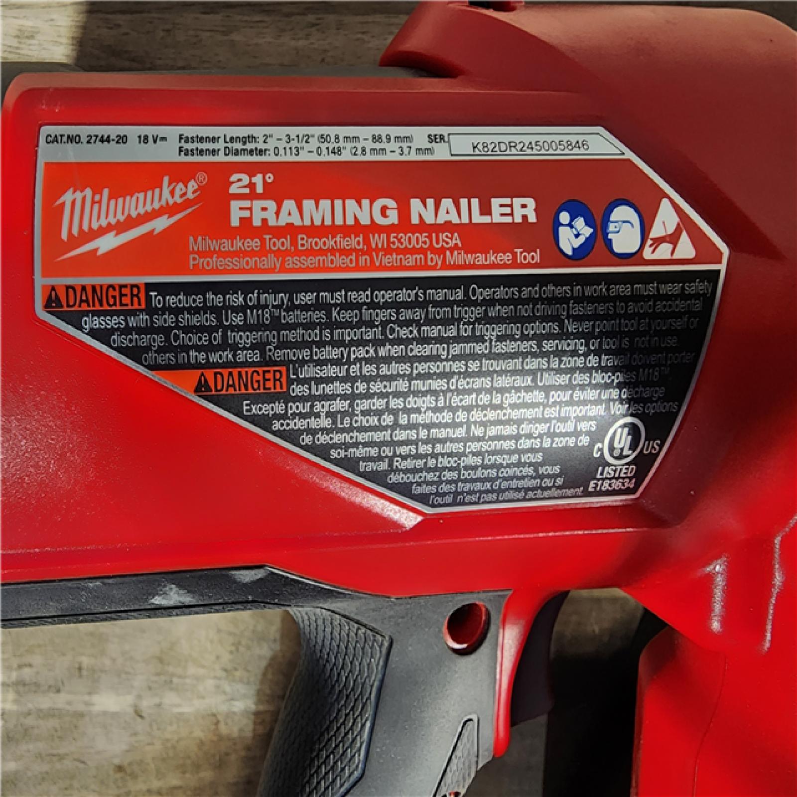HOUSTON LOCATION - AS-IS Milwaukee 2744-20 M18 FUEL 3-1/2 in. 18-Volt 21-Degree Lithium-Ion Brushless Cordless Framing Nailer (Tool-Only)