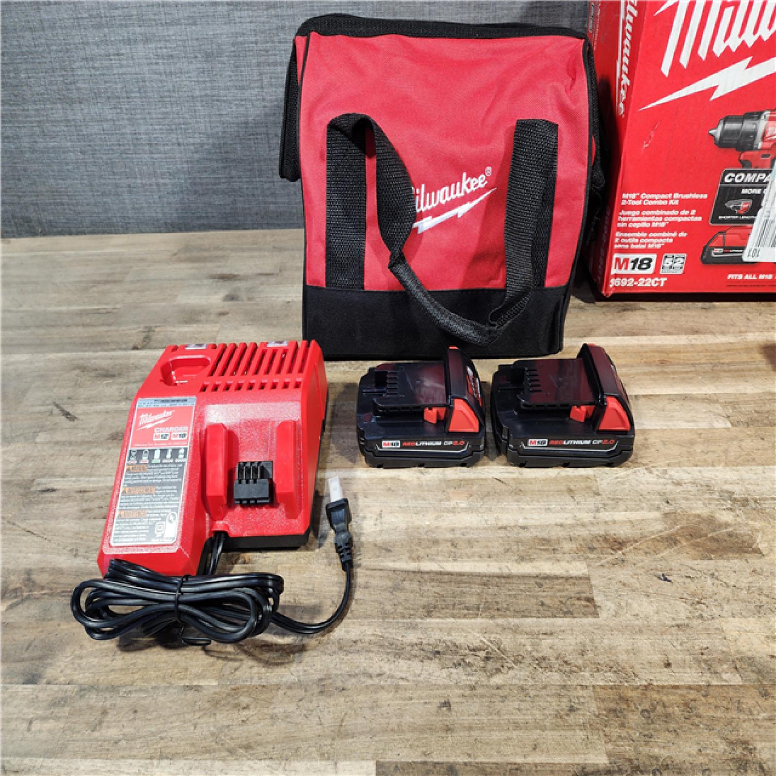 HOUSTON LOCATION - AS-IS Milwaukee 18V Lithium-Ion Brushless Cordless Compact Drill/Impact Combo Kit