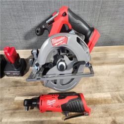 HOUSTON LOCATION - AS-IS MILWAUKEE 4 TOOL COMBO KIT W/ (2) BATTERY & CHARGER