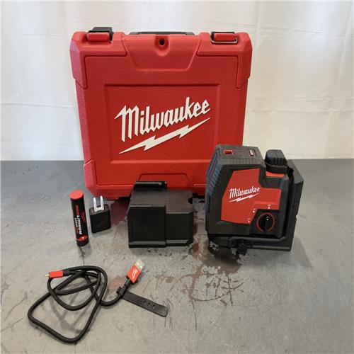 AS-IS - Milwaukee Green 100 ft. Cross Line and Plumb Points Rechargeable Laser Level Kit