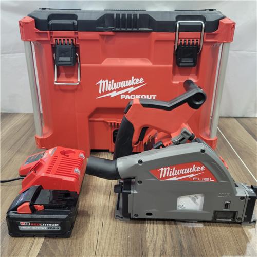 AS-IS Milwaukee 2831-21 M18 FUEL 18-Volt Lithium-Ion Brushless Cordless 6-1/2 in. Plunge Track Saw PACKOUT Kit with One 6.0 Ah Battery