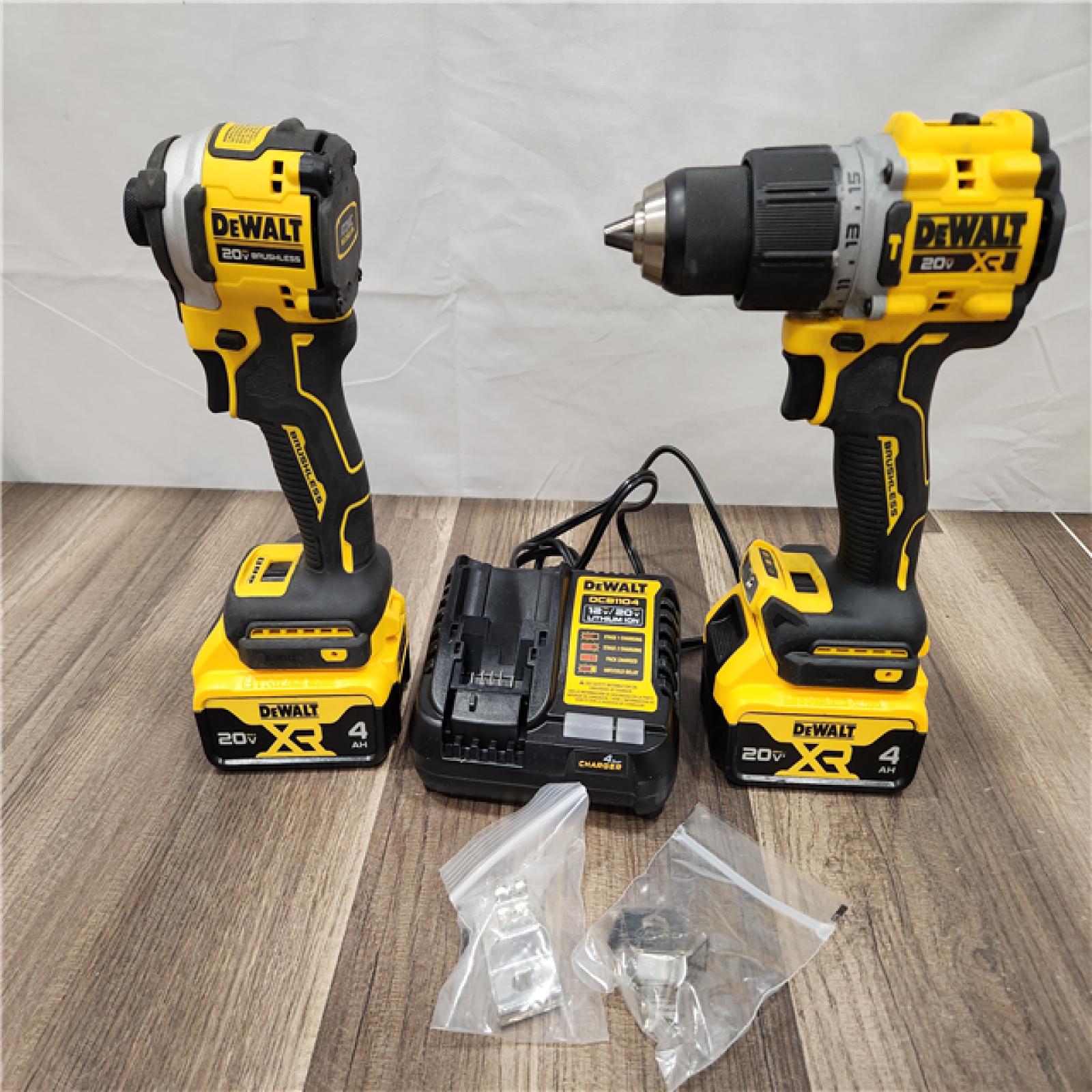 AS-IS DEWALT 20V MAX XR Hammer Drill and ATOMIC Impact Driver 2 Tool Cordless Combo Kit with (2) 4.0Ah Batteries, Charger, and Bag