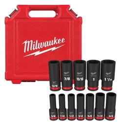 NEW! - Milwaukee SHOCKWAVE 1/2 in. Drive SAE Deep Well Impact Socket Set (12-Piece)