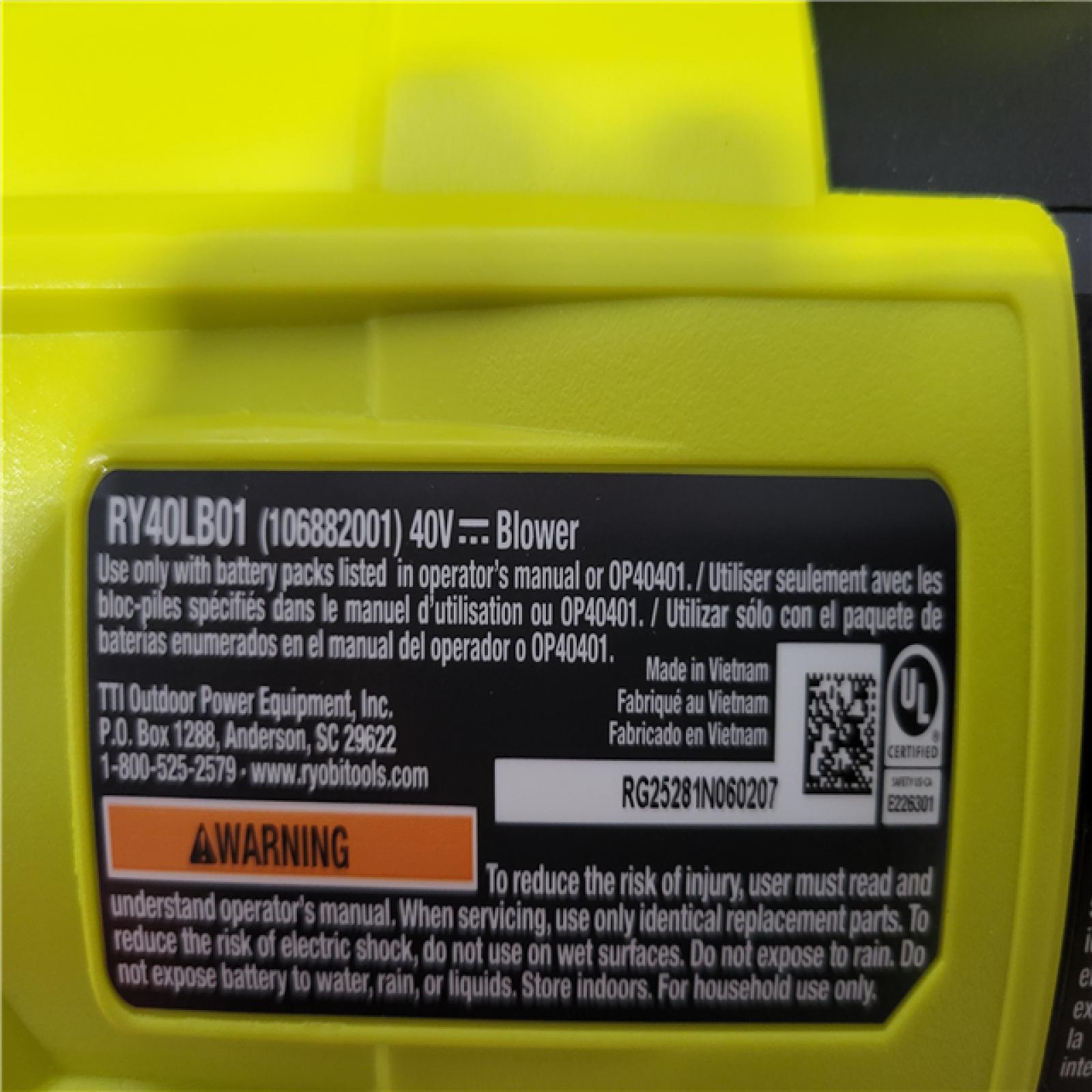 California NEW Ryboi 40V 550 CFM Blower Kit  Includes (1) Battery & Charger