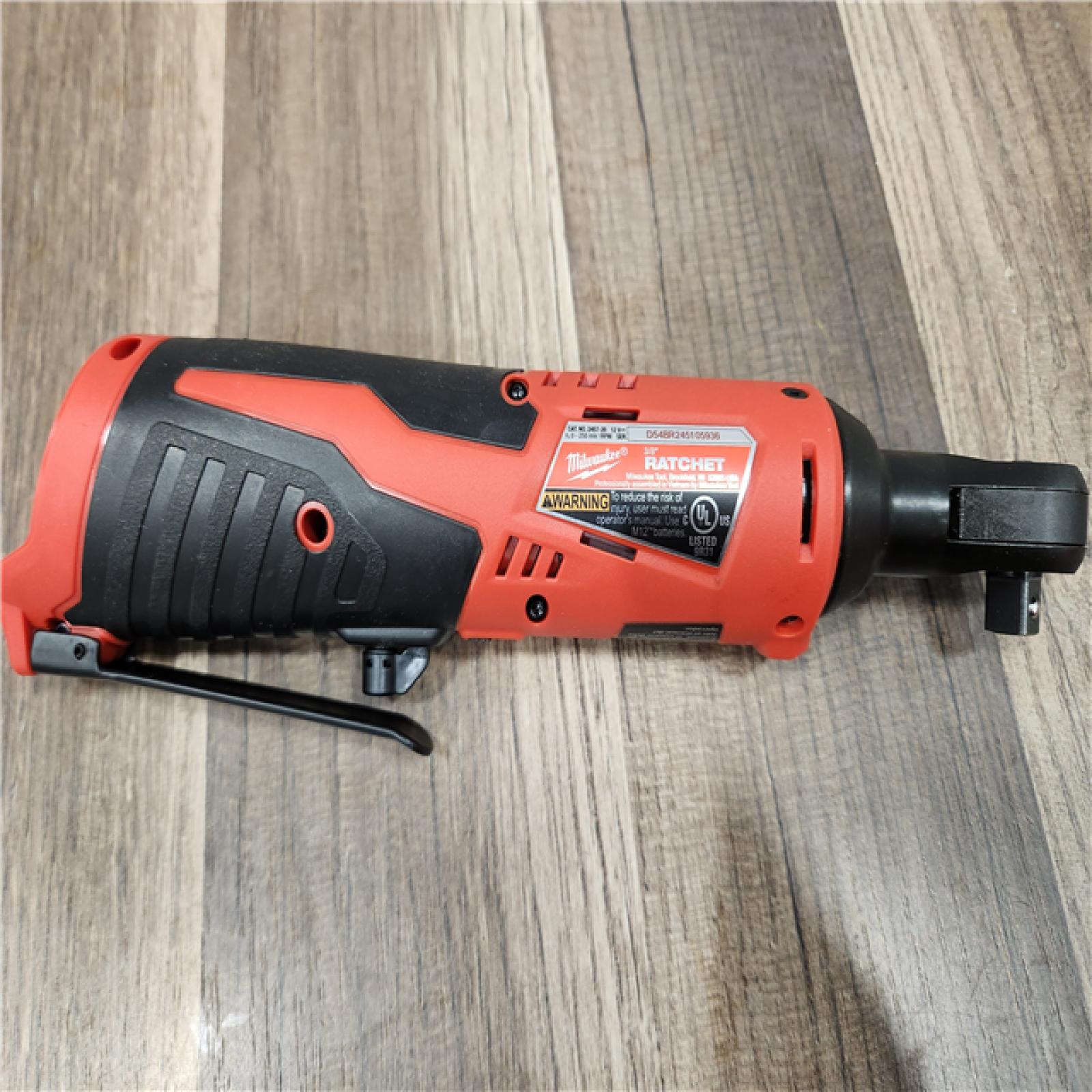 AS-IS Milwaukee M12 12V Lithium-Ion Cordless 3/8 in. Ratchet (Tool-Only)