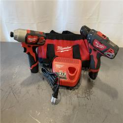 AS-IS - Milwaukee M12 12V Lithium-Ion Cordless Drill Driver/Impact Driver Combo Kit