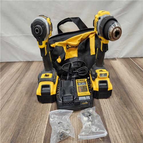 AS-IS DEWALT 20V MAX XR Hammer Drill and ATOMIC Impact Driver 2 Tool Cordless Combo Kit with (2) 4.0Ah Batteries, Charger, and Bag