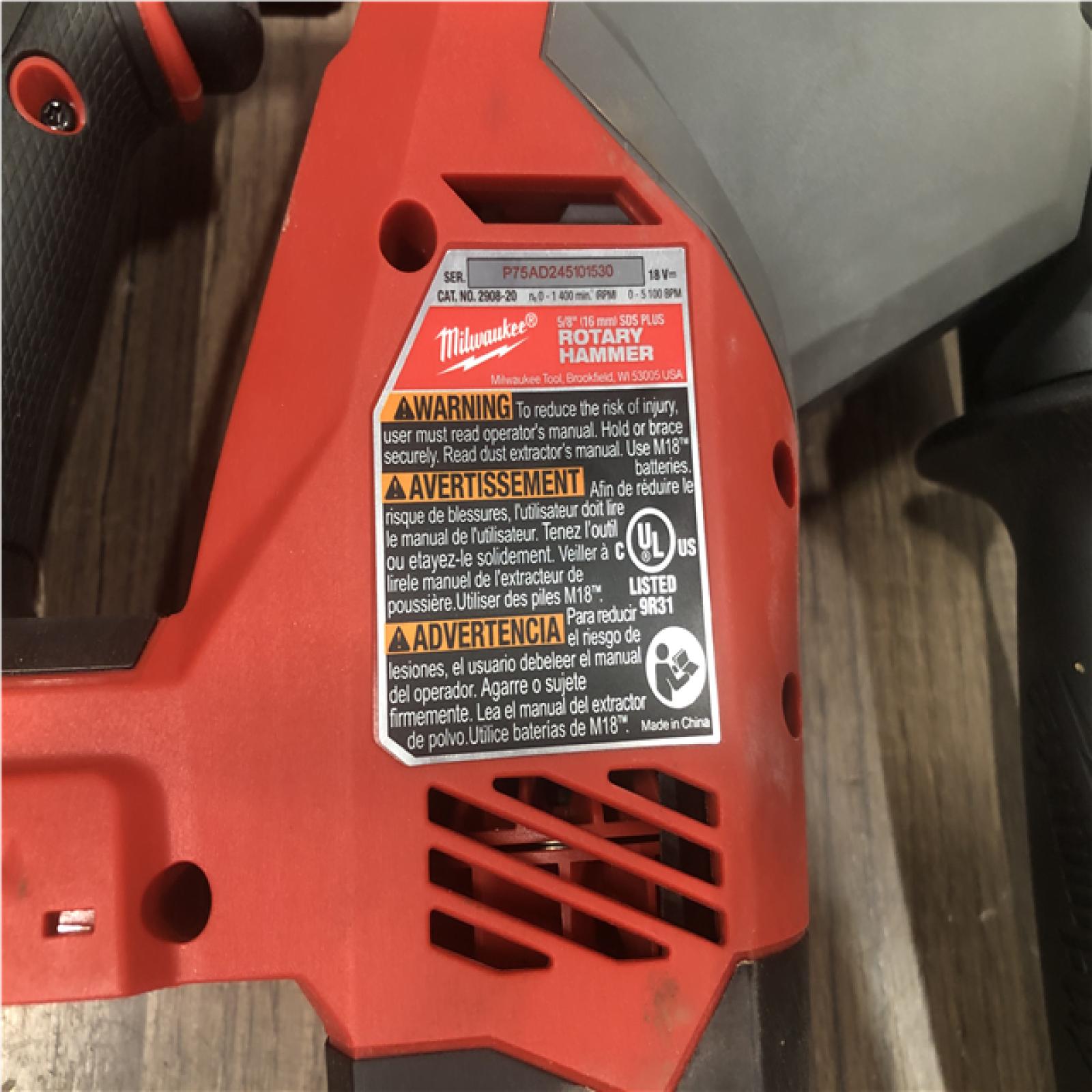 AS-IS Milwaukee FUEL 18V Lithium-Ion Brushless Cordless 5/8 in. SDS-Plus Rotary Hammer (Tool-Only)